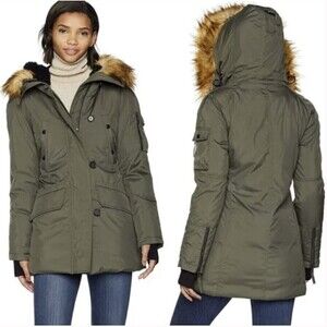S13 New York Army Green Winter Eskimo Parka Puffer Duck Down Long Coat Size XS
